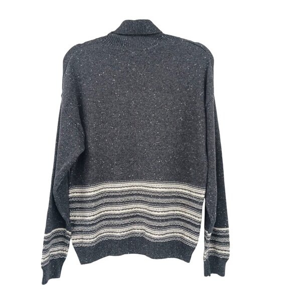 Orvis Gray Turtleneck Sweater With Border Stitch Detail Large NWT - Picture 2 of 9